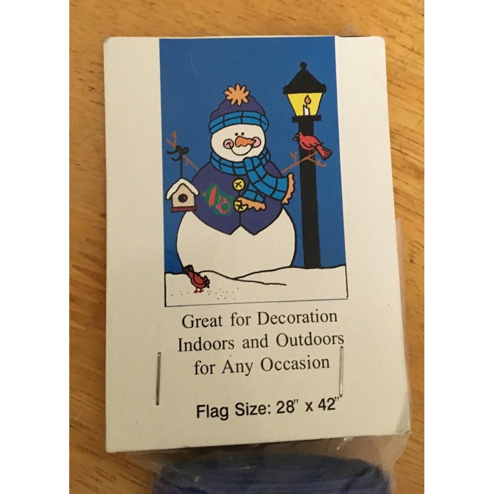 CHRISTMAS Snow Man APPLIQUED SEASONAL FLAG BANNER HEAVY NYLON 28"‎ X 42" NEW